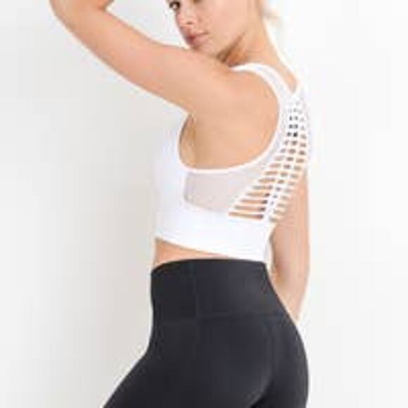 Laser Cut Seamless Sports Bra-White - Picture 4 of 5